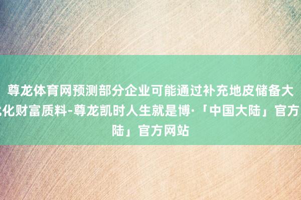 尊龙体育网预测部分企业可能通过补充地皮储备大幅优化财富质料-尊龙凯时人生就是博·「中国大陆」官方网站