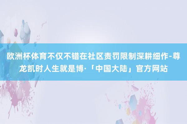 欧洲杯体育不仅不错在社区责罚限制深耕细作-尊龙凯时人生就是博·「中国大陆」官方网站